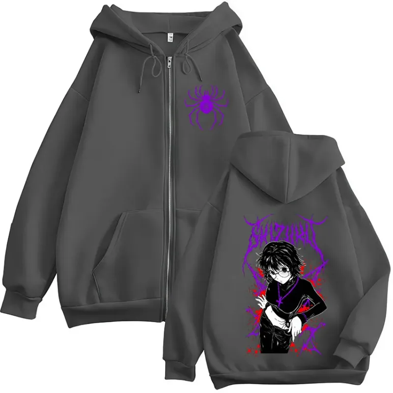 Anime Hunter X Hunter Shizuku Murasaki Zipper Hoodies Men's Women Clothing Oversized Fleece Zip Up Hooded Sweatshirts Streetwear — image 5