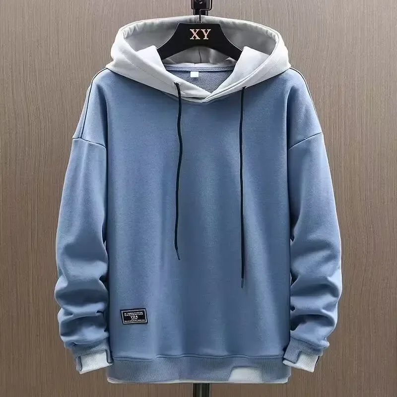2025 outono masculino hoodies high street pulôver manga longa retalhos moletom masculino moda streetwear hoodie harajuku — image 5