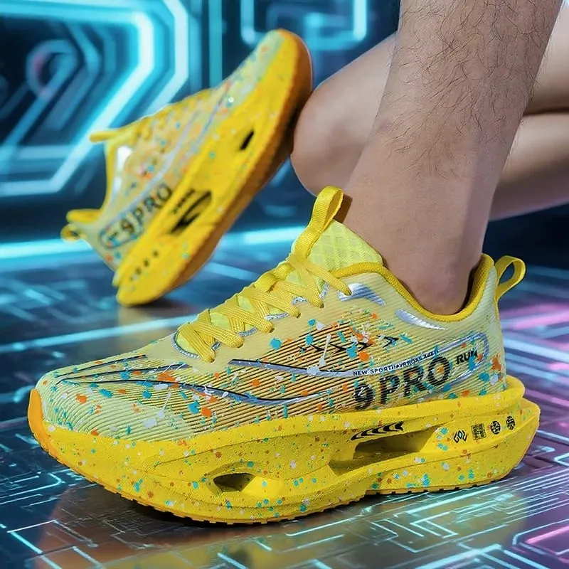 New Carbon Plate Men's Running Shoe Night Fluorescent Cushioning Sneakers Women Lace-Up Lightweight Casual Shoes Jog Shoes — image 4