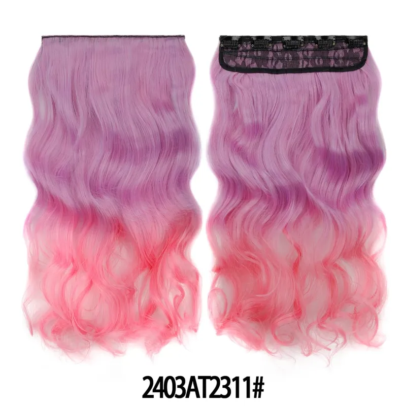 Jeedou uma peça 5 clipes ondulado ombre clipe em extensões de cabelo longo onda de água cabelo encaracolado sintético pedaço arco-íris colorido cabelo — image 29
