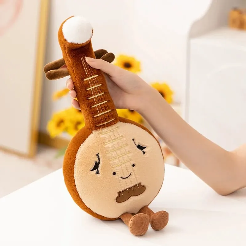 Musical Instrument Plush Toy Stuffed Kawaii Adorable Saxophone Bass White Piano Humanoid Doll with Legs Decor Gift