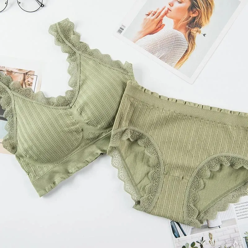 2025 Seamless Lace Back Bra Set U-Shape Sexy V-Neck Women's Underwear Full Cup Fixed Strap Home Clothes No Brand Registered — image 13