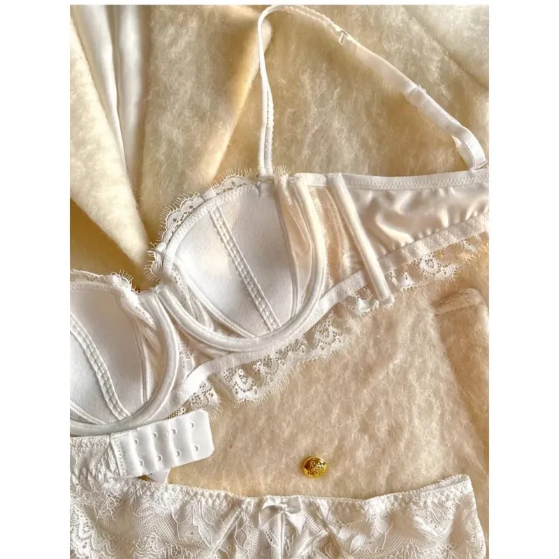 Conjunto de sutiã com orelha de coelho meia xícara francesa venda quente sem alças antiderrapante minimizador suporte lateral anti-sag 32-38 lingerie feminina — image 7