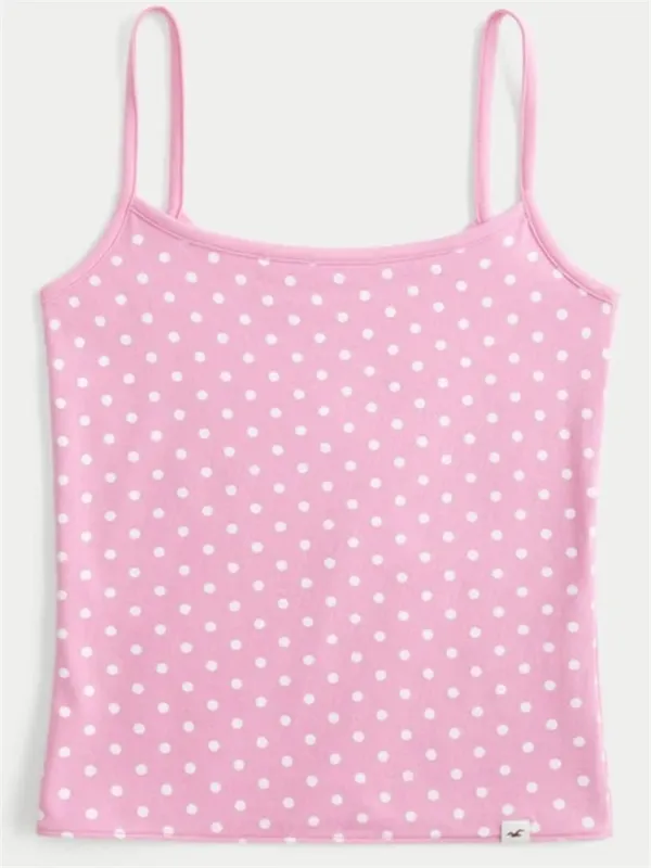 Polka Dot Pink Camis Woman Summer Cotton Slim Tank Top Female Casual Vintage Preppy Style All-match Sweet Cute Crop Top Y2k New