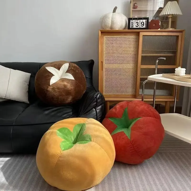 Hot Sale Soft Plush Mushroom Tomato Persimmon Shaped Floor Cushions Thick Filling Perfect For Living Room Bedroom Home Decor