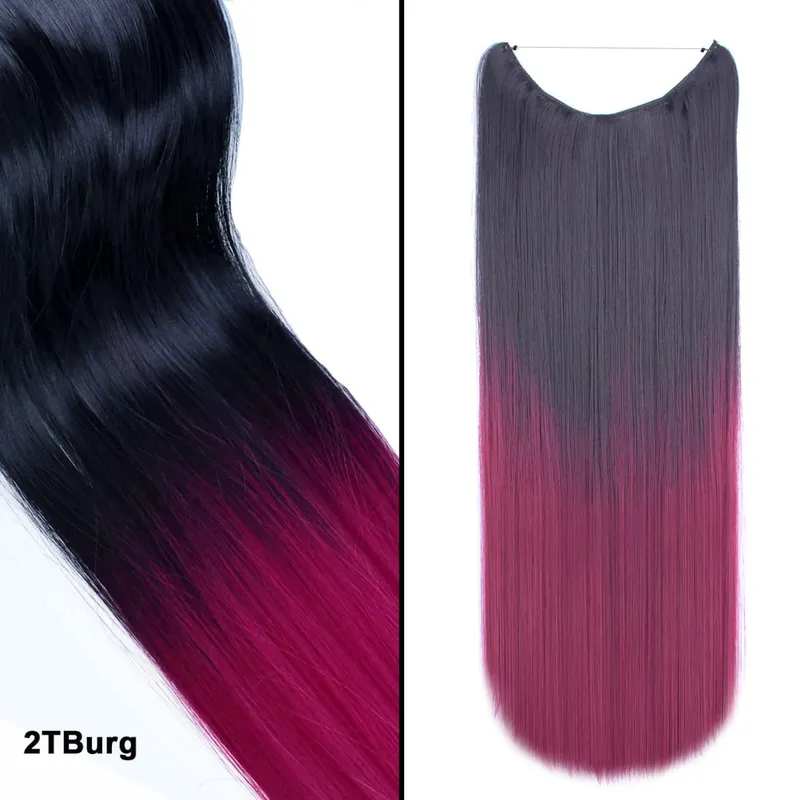 Jeedou One Piece No Clips Hairpieces Ombre Color Elasticity Invisible Wire Fish Line Wavy Synthetic Hair Extension — image 8