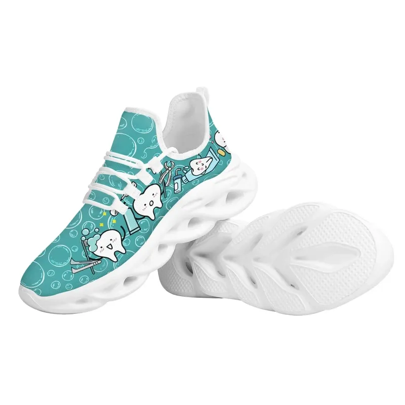 Casual Women's Dental Shoes Funny Teeth Dentist Design Flats Lace-up Sneakers Spring Breathable Beach Walking Shoe New Fashion — image 7