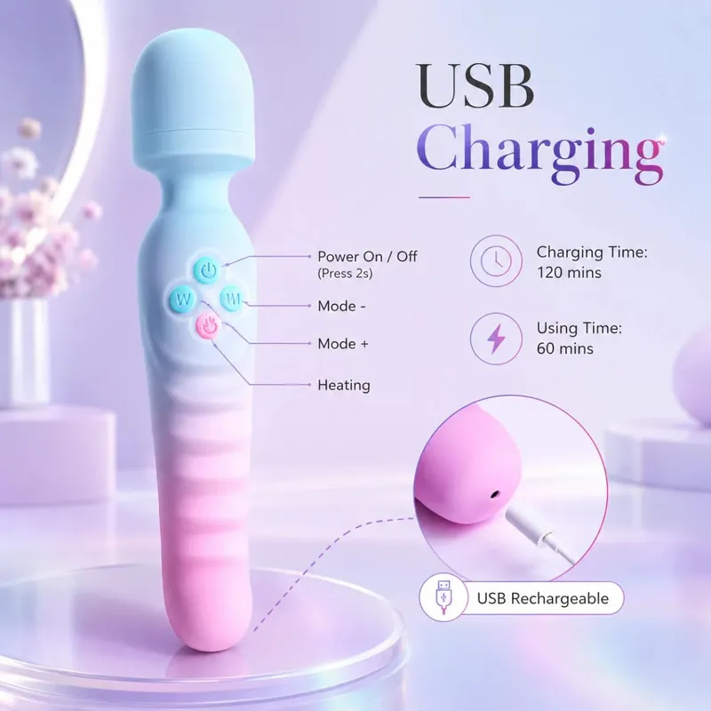 Heating AV Wand Vibrator for Women G-Spot Clit Stimulator Nipples Vagina Massager Magic Wand Female Masturbator Adult Sex Toys — image 5