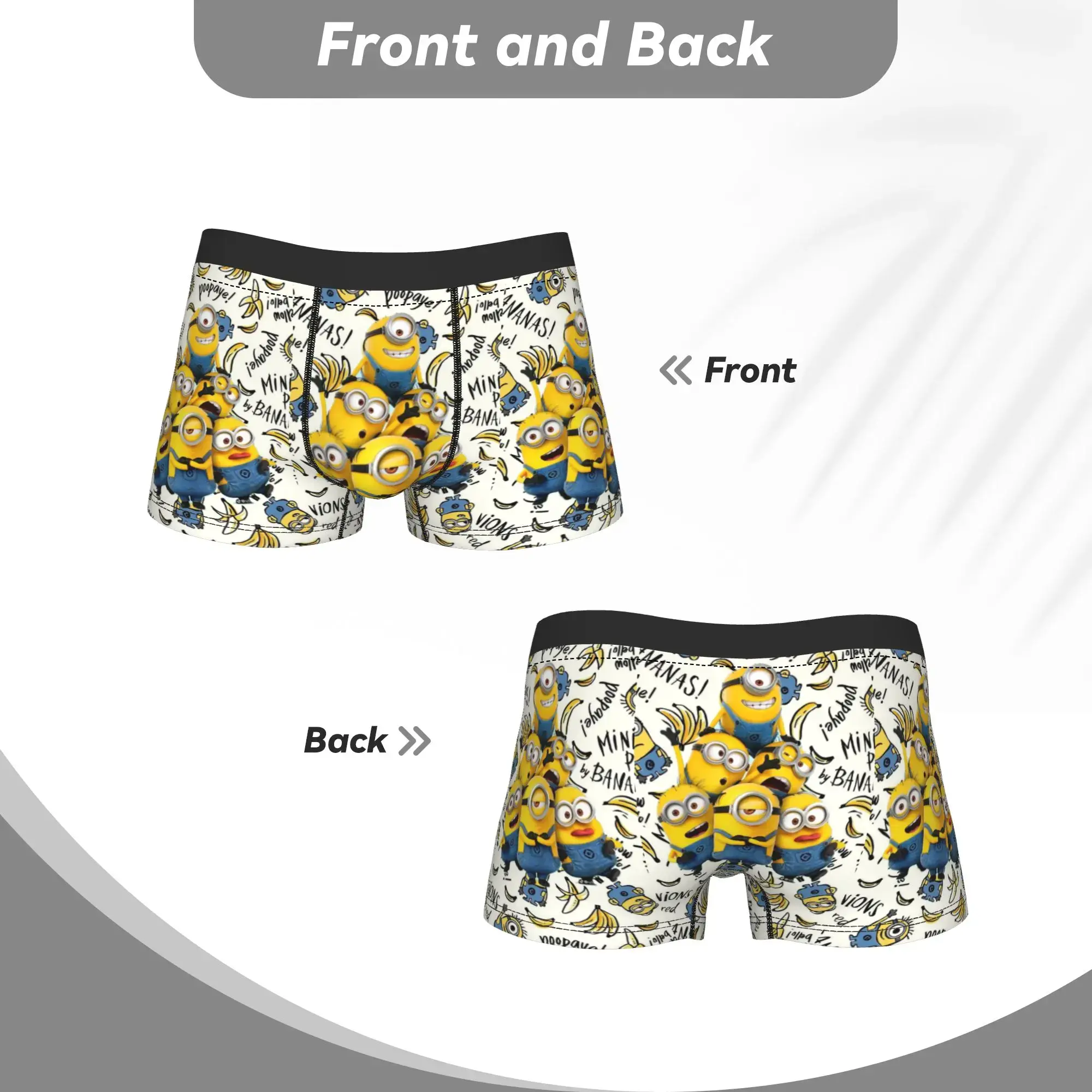 M-Minions Boxershorts 3D Pouch Underwear High Quality Customs Boxer Brief Comfortable Males Panties Plus Size — image 4