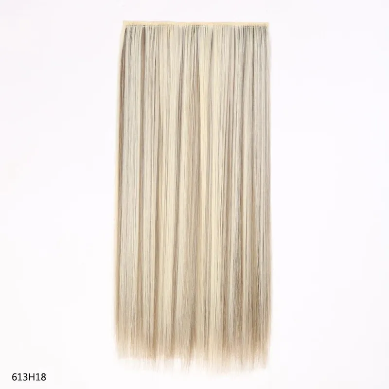Hairpiece 5-Clips One Piece Clip-In Hair Extension Long Straight Hair Voluminous Natural Soft Synthetic Hair for Women Daily Use