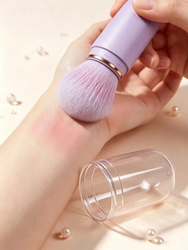 1-Piece Retractable Mini Capsule Makeup Brush Multifunctional Travel Foundation Brush with Protective Cap Portable Makeup Tool Suitable for Concealer Blush Contouring On-The-Go Touch-Ups and as a Gift