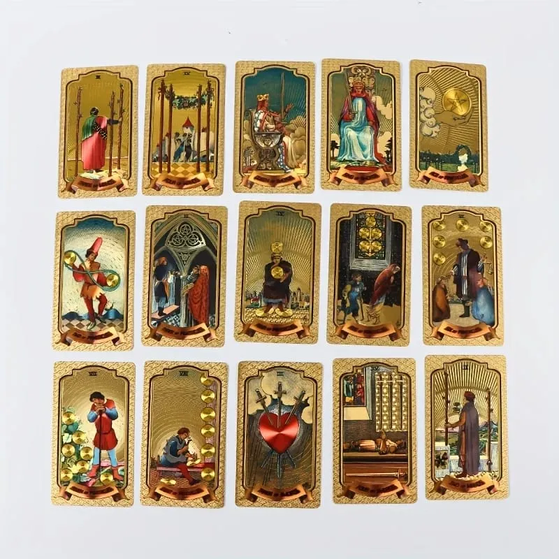 Gold Stamping Waterproof Plastic Colorful Printed Tarot Cards for Table Game Leisure Party Gathering Board Game Cards — image 3
