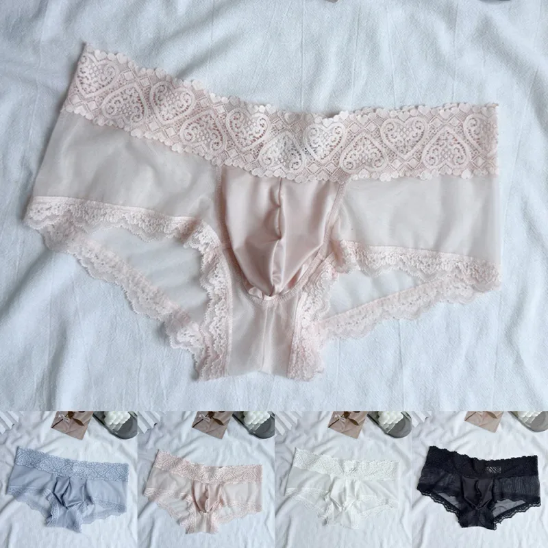 Panlalaking Ice Silk Lace Trim Manipis na Seamless Brief Makintab na 3D Pouch Magaan na Panloob na Panty Kumportable Araw-araw na Lingerie — image 8