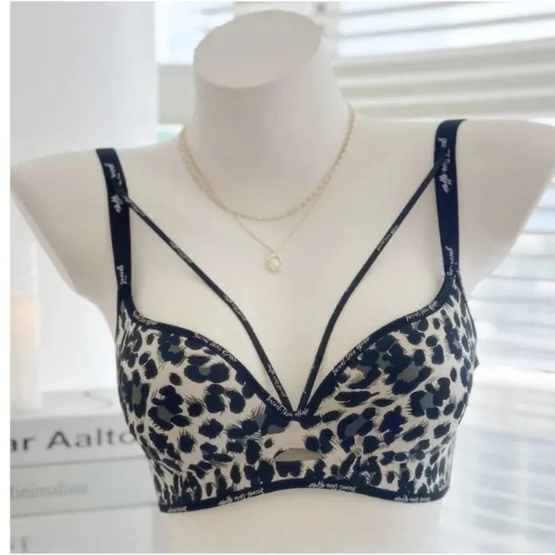 Stylish Leopard Print Seamless Wireless Lingerie Thin Comfortable Gather Small Breast Pretty Breast Shape Casual Wear Soft S-XL — image 4