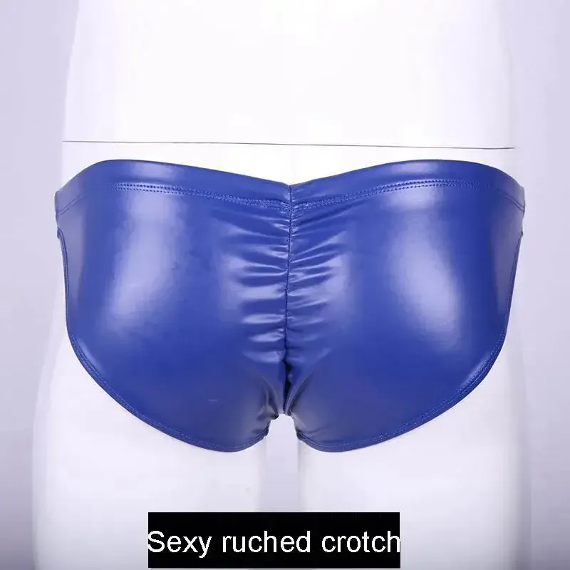 Óleo brilhante cuecas de natação espuma do plutônio elástico baixo-rise nádegas-levantamento deslizamento biquíni shirring virilha costura roupa interior calções de banho — image 7