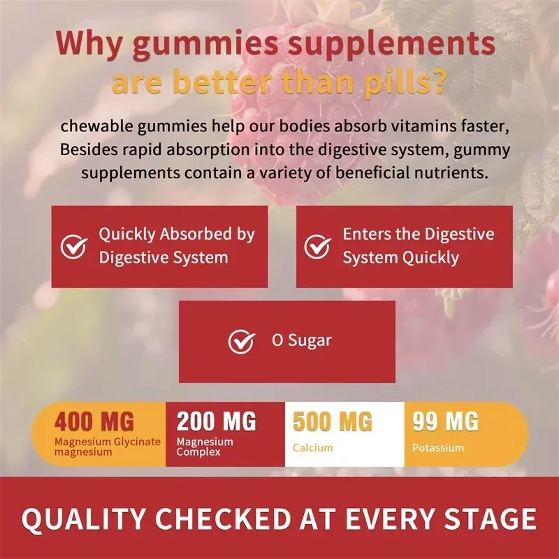 Magnesium Glycinate Gummies - Brain Health Strengthen Muscles and Bones Improve Sleep Relax Nerves — image 6