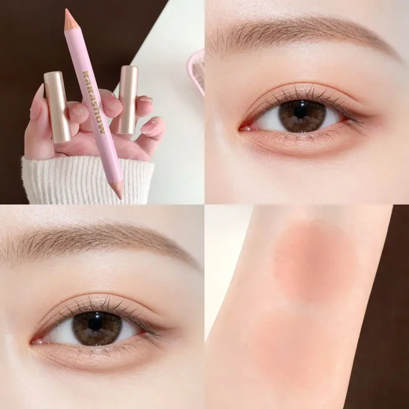 Crayon de ver à soie couché à Double extrémité, surligneur, stylo de maquillage mat naturel éclaircissant, bâton d'ombre à paupières rose abricot, cosmétiques pour les yeux