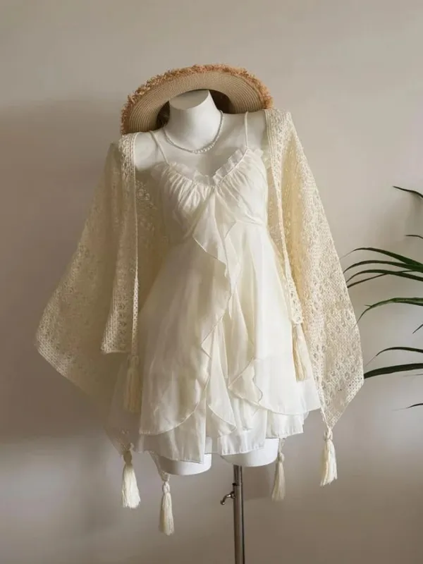 2026 mulher japonesa doce renda flor y2k estética bandagem vestidos grunge harajuku sem mangas retalhos vestido vintage chique — image 7