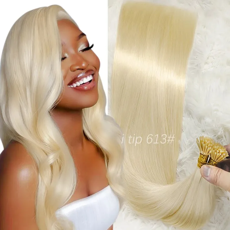I Tip Human Hair Extensions 50g Straight Fusion Hair 30Inch Keratin Capsule Original Real Natural Hair Blonde Color — image 15