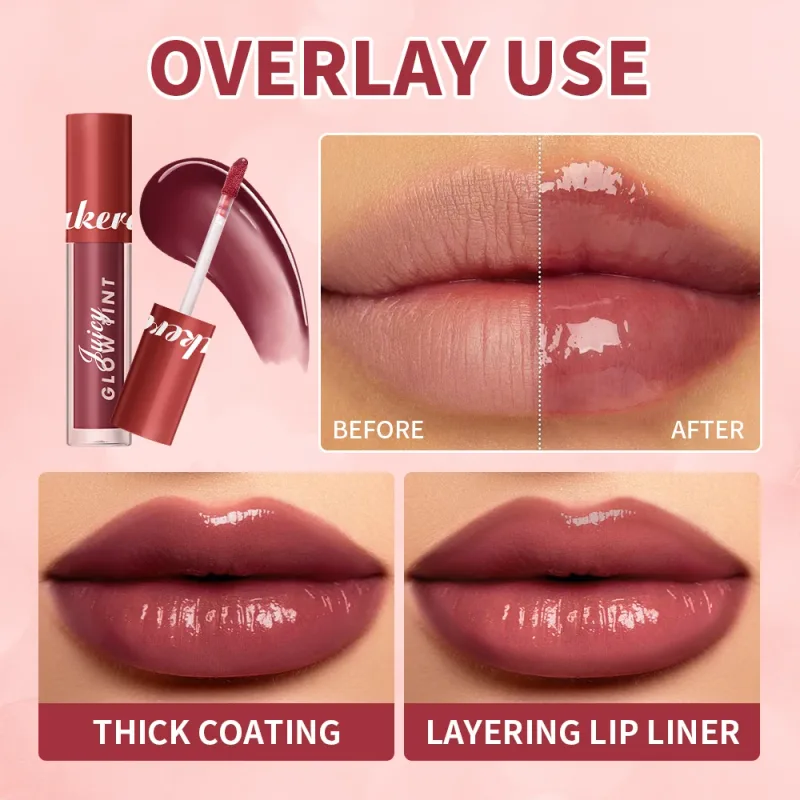 Juteux lueur teinte pour les lèvres miroir brillant à lèvres hydratant en profondeur longue durée rosée hydratant Non collant haute brillance teinté maquillage pour les lèvres