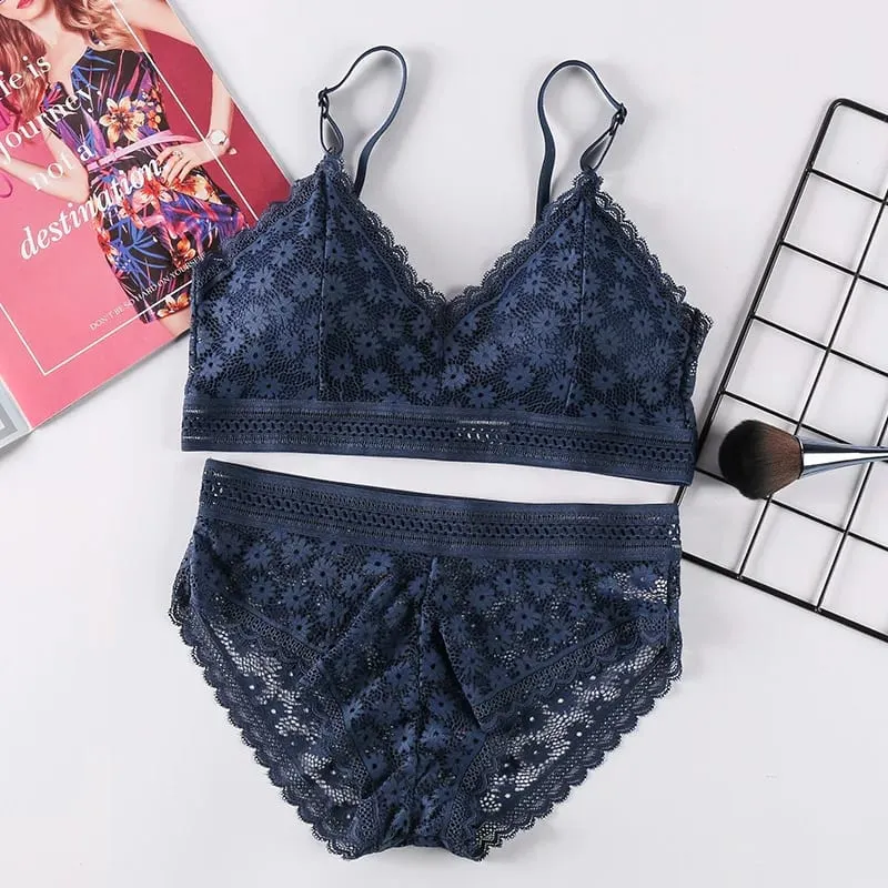 Lingerie feminina push-up sutiã conjunto de roupa interior sexy conjunto de lingerie de renda conjunto de roupa interior feminina sutiã de renda calcinha sem costura — image 9