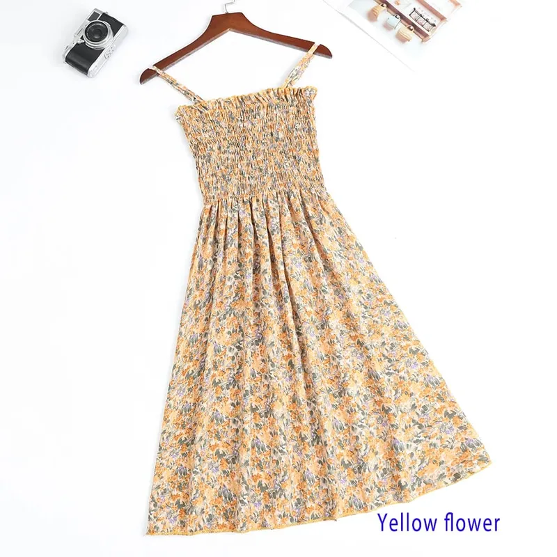 Mga Mini na Dress sa Tag-init Fashion Pambabae Elastic High Waist Casual Spaghetti Strap Sleeveless Dress Women Chiffon Dresses Vestidos — image 13
