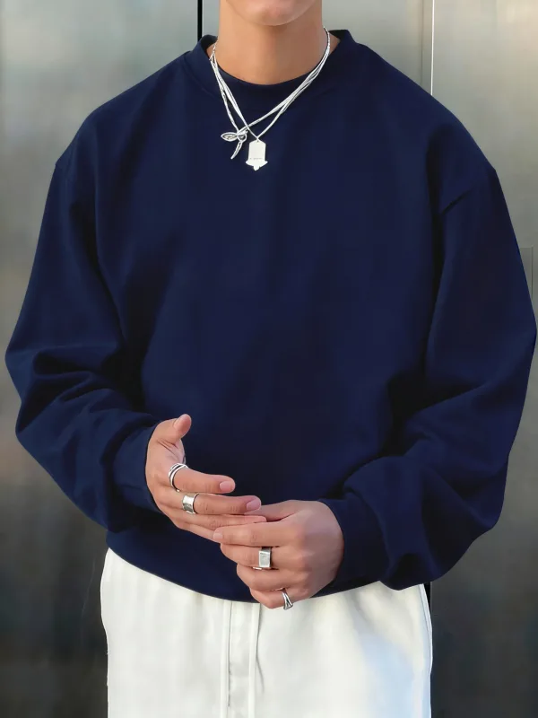 Man'S Fleece Autumn Top Street All-Match Pullovers Comfortable Basics Sweatshirts Sport Casual Sportswears Daily Soft Clothing — image 4