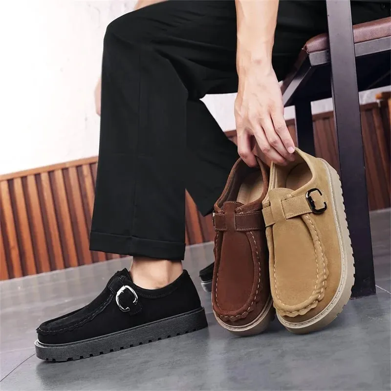 Men's Beige Suede Casual Loafers in Large Sizes Comfortable Thick Soled Non Slip Walking Shoes Fashionable and Trendy Shoes 2025 — image 3