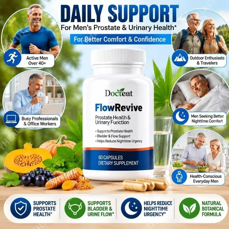 Saw Palmetto Prostate Supplement for Men FlowRevive Capsules with Pumpkin Seed Extract Support Urinary Bladder Health 60 Count