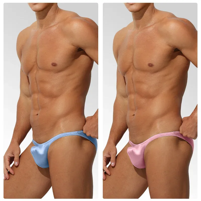 Intimo da uomo in raso di seta ghiaccio a vita bassa Aderente sportivo StyleJJ Boosting slip sensuali di lusso Youth Nylon Spandex — image 7