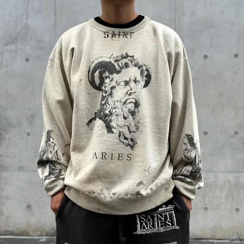 Saint Hoodies Classic Terry Material O-Neck High Quality Men Women Washing Retro Long Sleeve Cotton Coat Arrival Oversize Loose — image 9