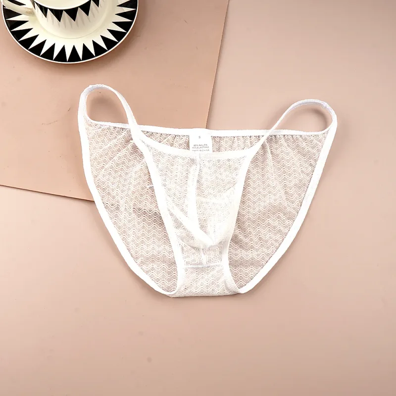 Mesh Nylon Pink Underwear for Men Solid Color Breathable Summer Cool Male Bulge Pouch Briefs Ultra Thin Sexy Plus Size Panties — image 14