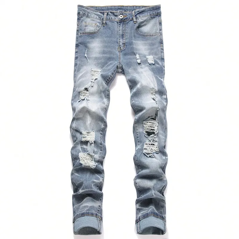 Fashion Men's Jeans Pants Stretch Blue Skinny Jeans For Men Casual Slim Fit Denim Pants Korean Style Male Trousers Jeans