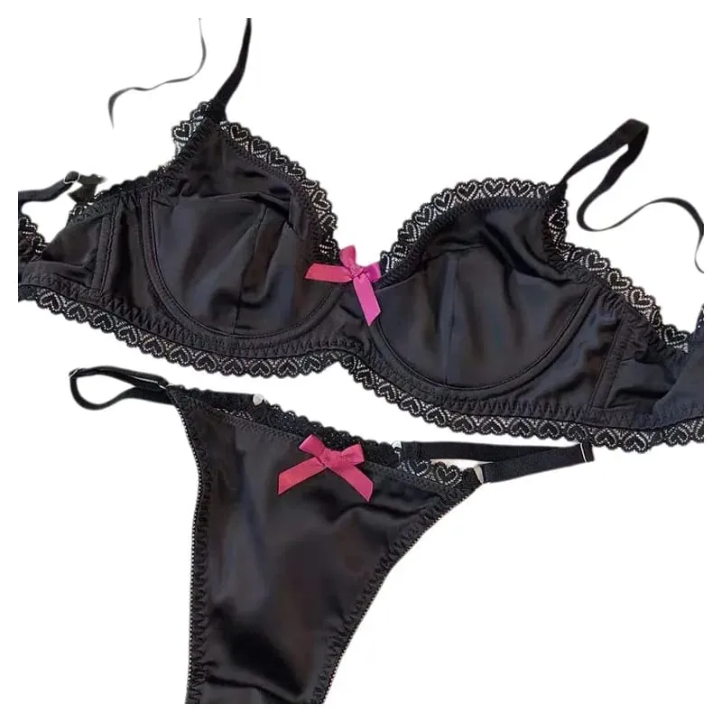 Kvinnor Underkläder Set Is Silke Sexig Spets Genomskinlig Push Up BH Set Sommar Vår Samlade Andningsbara underkläder och trosor — image 2