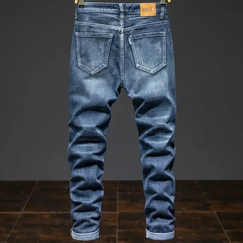 Splicing Elastic Large Size Loose Elastic Jeans Men's Autumn Korean Trend Pants Men's Harlan Denim Trousers Men Bootcut Jeans — image 3