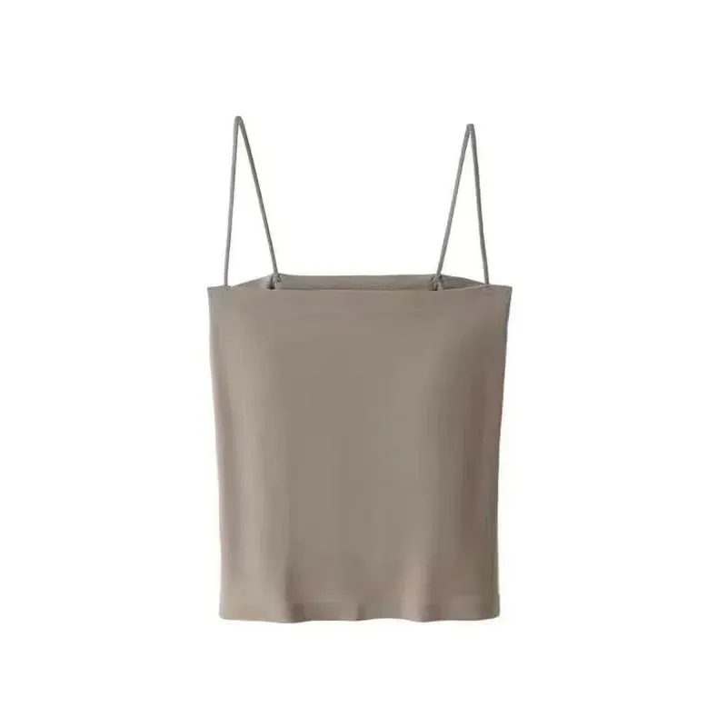 1pcs Womens Solid Thin Strap Tube Top Girls Slim Stretch Camisole Sleeveless Basic Layering Tank Vest Summer Ladies Daily Wear — image 10