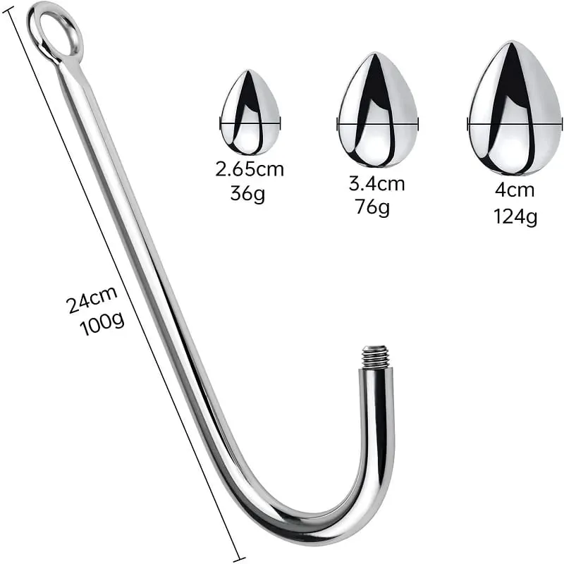 Juego de 3 bolas pequeñas, medianas y grandes, cuentas de gancho anal de metal, dilatador para cabeza, masajeador de próstata, juguete sexual bdsm para hombre — image 10