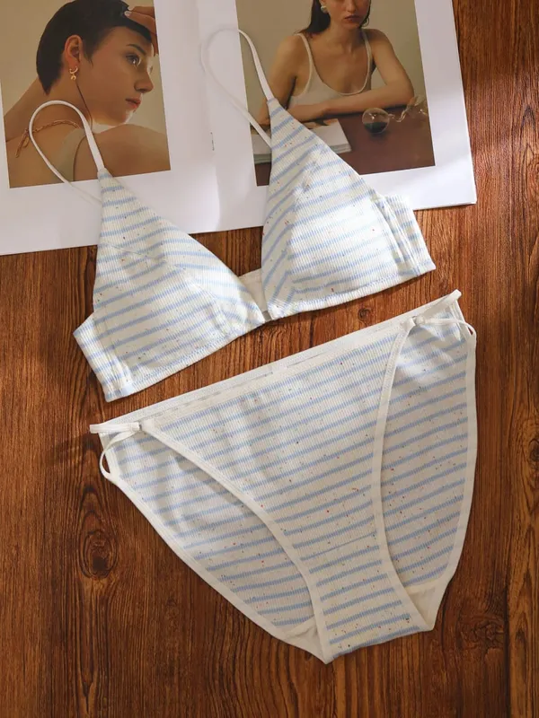 Women Front Closure Bra Set Summer Thin Light Cotton French Triangle Cup Backless Beauty Back Lingerie Suit For Small Chest S-XL — image 14