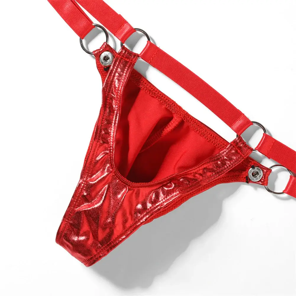 1pc Mannen Lakleer G-String Sexy Thong V-back Lage Ring Rise T-back Ardennen Pouch Lingerie ondergoed Gay Sissy Hot Clubwear — image 6