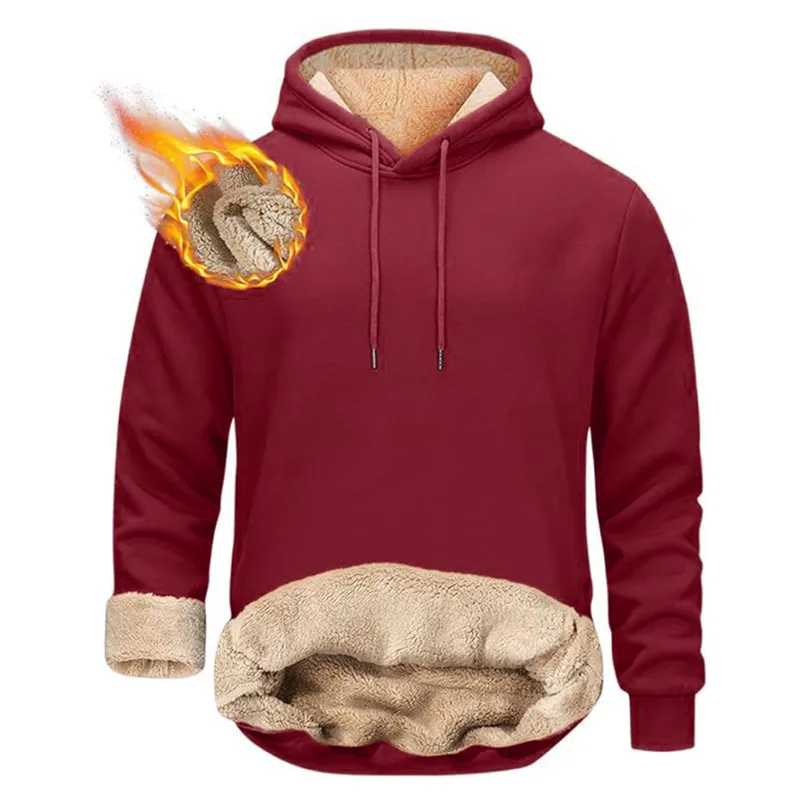 Vinter Varma Luvtröjor Herr Sport Tjocka Sweatshirts Vindtät Thermal Casual Enfärgad Lös långärmad tröja Streetwear — image 3