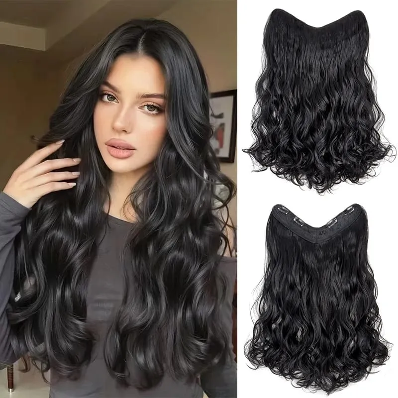 20Inch Synthetic Long Curly Clip In Hair Extensions High Temperature Heat Resistant Fiber Hairpieces for Women Daily Party — image 1