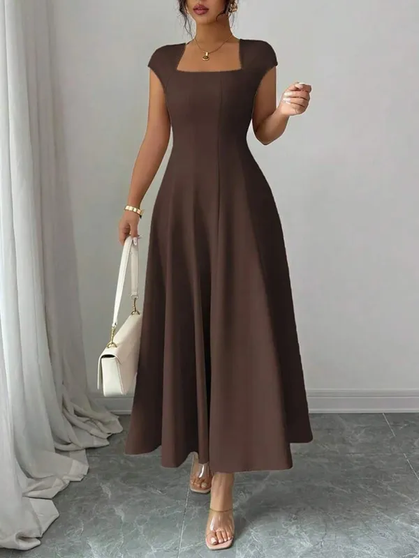 2026 Fashion Elegant Evening Dress A-line Dresses For Woman Party Wedding Vestidos Temperament Short Sleeves Solid Color Banquet — image 10