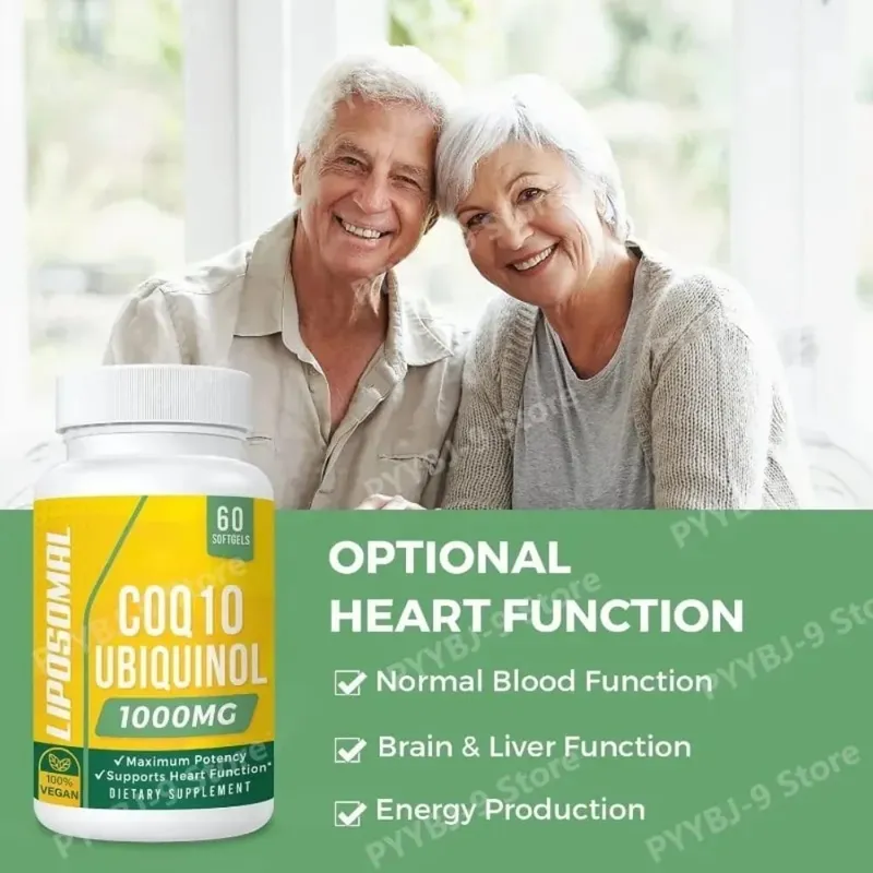 CoQ10 Ubiquinol 1000mg Vegan Softgels 60 Ct Lipossomal Coenzima Q10 de alta absorção para suporte diário antioxidante de energia cardíaca — image 6