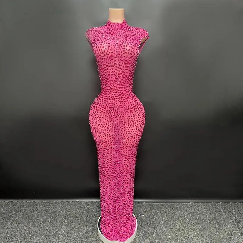 Elegante luxo cristal vestido de festa aniversário celebração vestido noiva diamante longo vestido de baile mãe formal grande vestido de festa — image 2