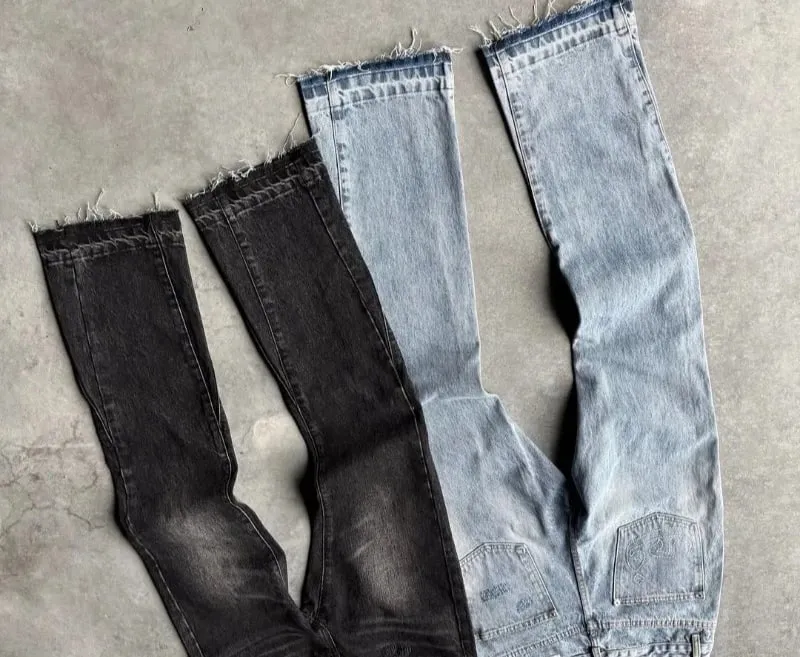 Hip Hop Straight Leg Pants Gothic Fringed Casual Micro Flared Pants Y2K Vintage Slim Fit Jeans Trendy Washed Men Women Harajuku — image 2