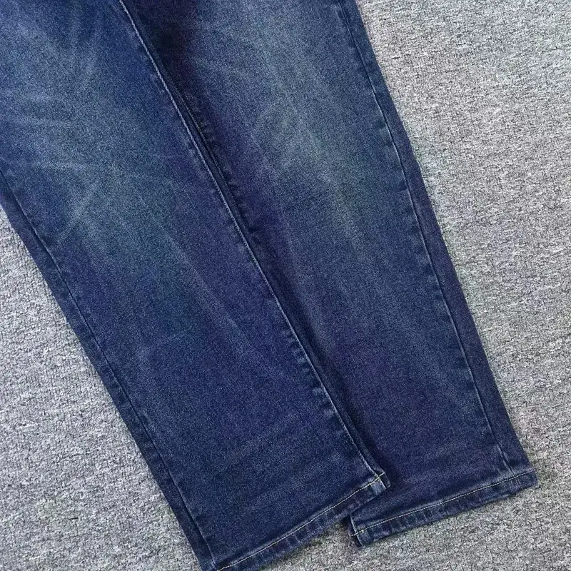 RRL American Retro Elastic Denim Jeans Indigo Washed Thick Straight Cut Wear Resistant Men's mid Waist Zipper Fly Autumn Season — image 5
