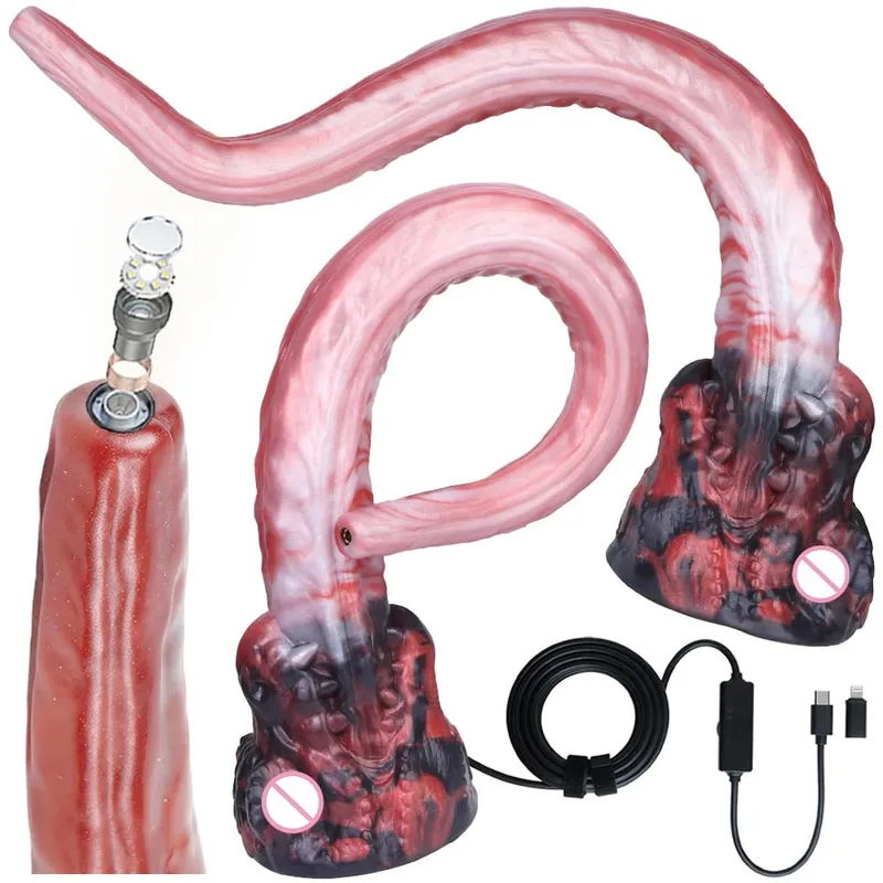 55cm Long Dragon Dildo Extendable Camera Dilator Silicone Anal Expansion Butt Plug Anus Exploration 18+ Sex Toys For Adults — image 1