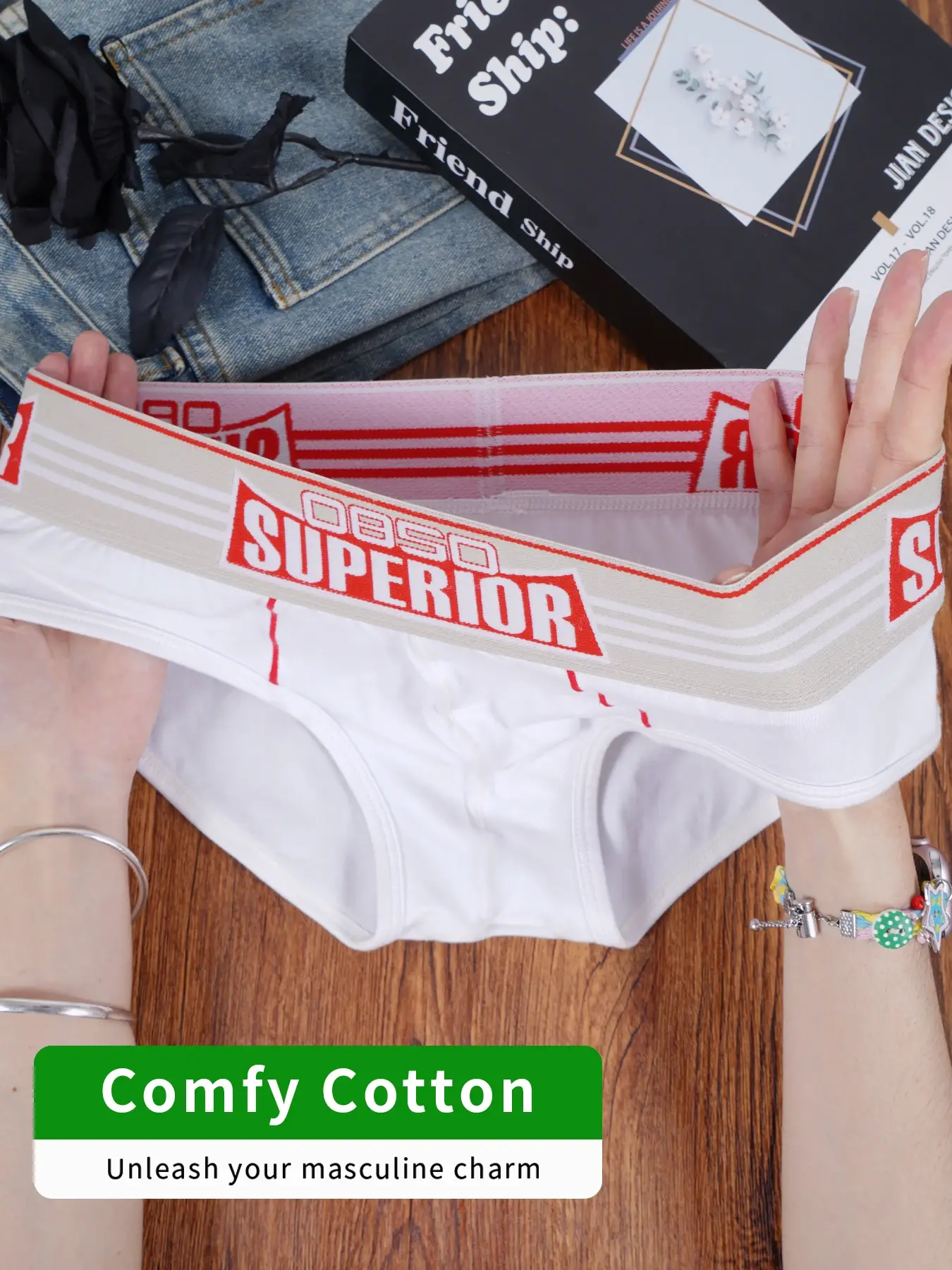 1PCS Men's 0850 SUPERIOR Print Briefs Comfy Cotton Breathable Low Rise Underwear — image 2