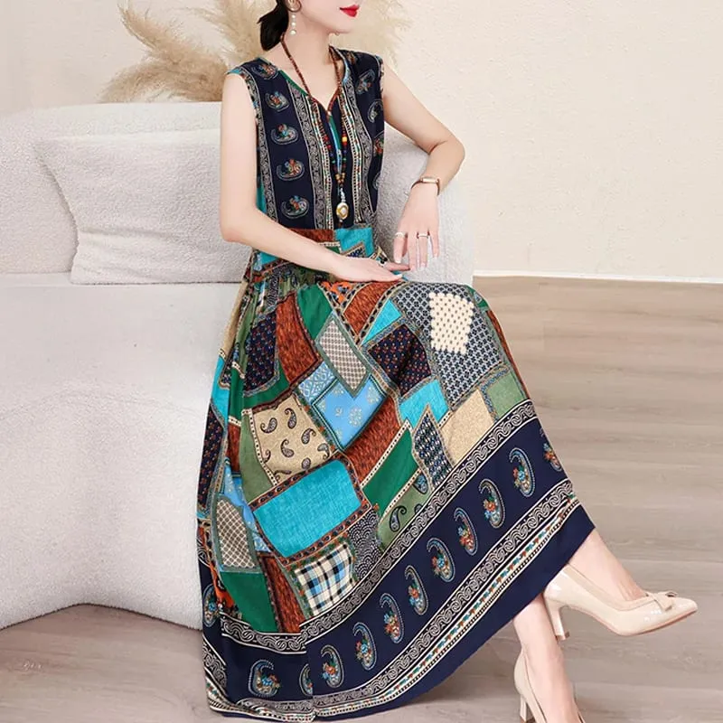 New Fashion 2026 Casual Summer Clothes Dresses For Women Vintage Dress V-neck Fashion Plus Size Women Clothing — image 3
