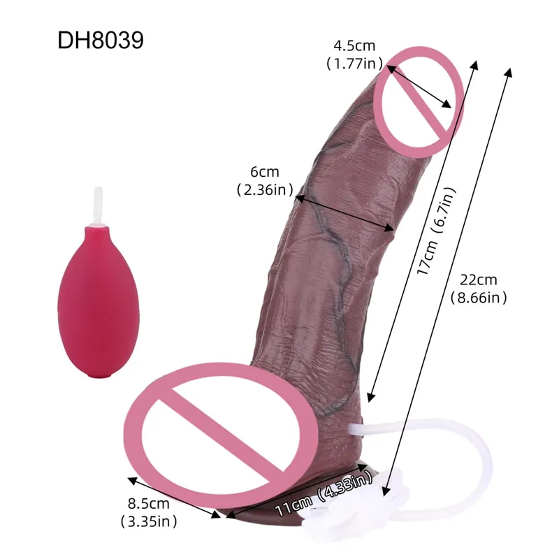 Silicone Lifelike Double Layers Ejaculating Penis Squirting Long Dildo With Sucker Anal Sex Toys Para sa Lalaki Babae Masturbator — image 11